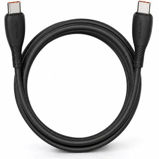 Cabo USB 2.0 Tipo-C Vention TRWBH/ USB Tipo-C Macho - USB Tipo-C Macho/ Até 100W/ 480Mbps/ 2m/ Preto
