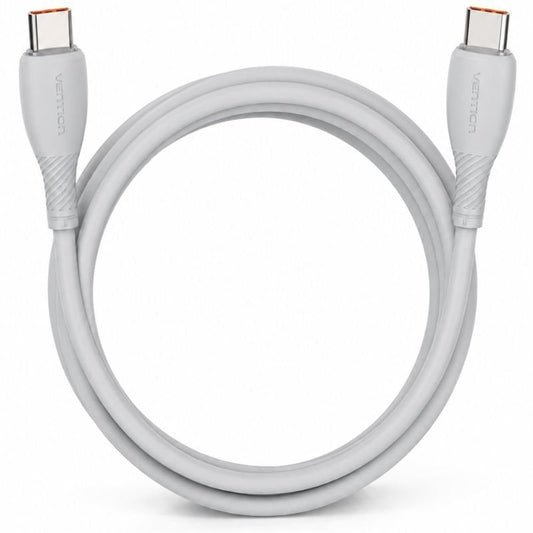 Cabo USB 2.0 Tipo-C Vention TRWHF/ USB Tipo-C Macho - USB Tipo-C Macho/ Até 100W/ 480Mbps/ 1m/ Cinzento
