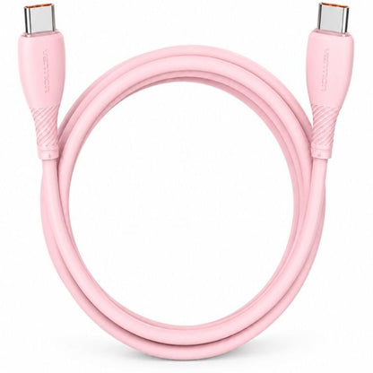 Cable USB 2.0 Tipo-C Vention TRWPH/ USB Tipo-C Macho - USB Tipo-C Macho/ Hasta 100W/ 480Mbps/ 2m/ Rosa
