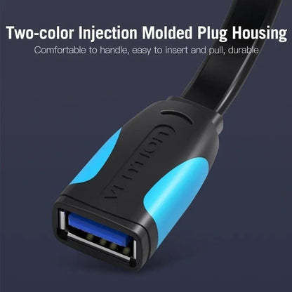 Cabo Extensor USB 3.0 Vention VAS-A13-B050/ USB Macho - USB Fêmea/ 5Gbps/ 50cm/ Preto e Azul