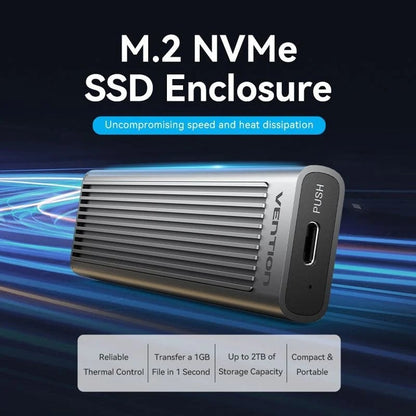 Caixa Externa para Disco SSD M.2 NVMe Vention KPKH0/ USB Tipo-C 3.1/ Sem parafusos