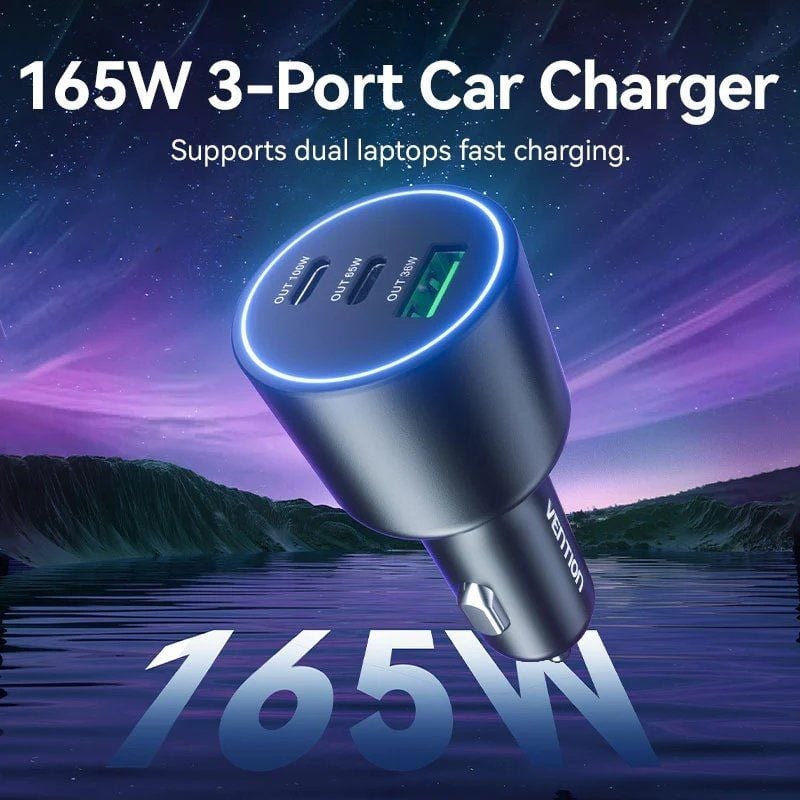 Cargador de Coche Vention FFPB0/ 2xUSB-Tipo C/ 1xUSB/ 165W