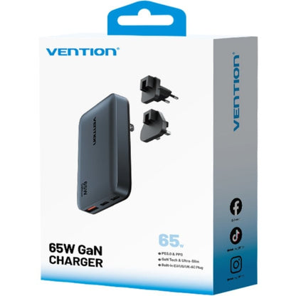 Cargador de Pared Universal GaN para Viaje Vention FCBH0/ 2xUSB Tipo-C/ 1x USB/ 65W