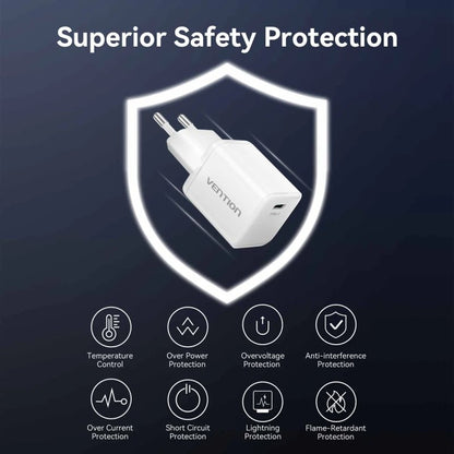 Carregador de Parede GaN Vention FCIW0-EU/ 1xUSB Tipo-C/ 30W