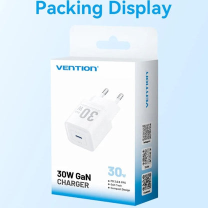 Carregador de Parede GaN Vention FEZW0-EU/ 1xUSB Tipo-C/ 30W