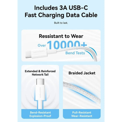 Cargador de Pared Vention G16W0-EU/ 1xUSB Tipo-C + Cable USB Tipo-C/ 20W