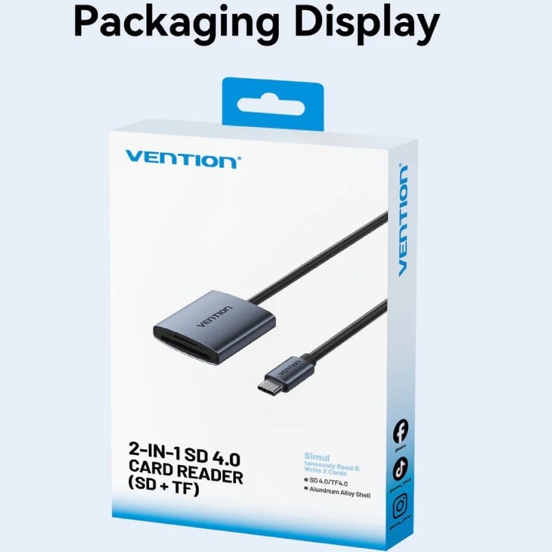Lector de Tarjetas Externo Vention CLOHB/ USB Tipo-C