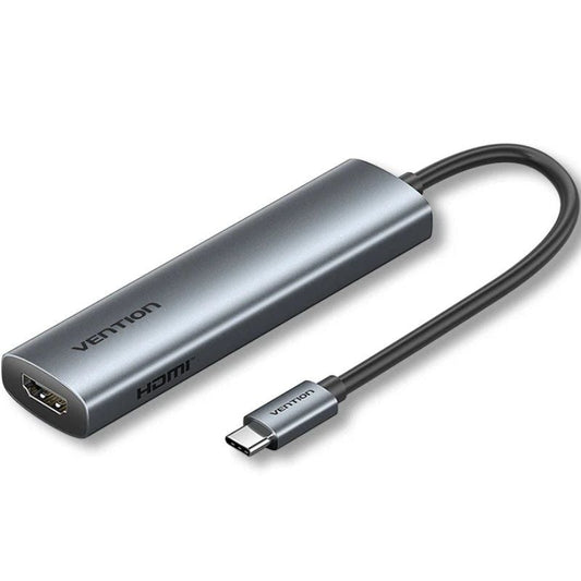 Docking USB Tipo-C Vention TGLHB/ 1xUSB Tipo-C/ 2xUSB/ 1xHDMI 4K/ 1xUSB Tipo-C PD/ Cinzento