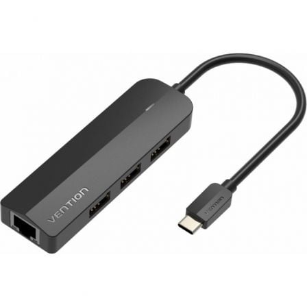 Hub USB Tipo-C Vention TGOBB/ 3xUSB/ 1xRJ45/ 1x Micro B PD
