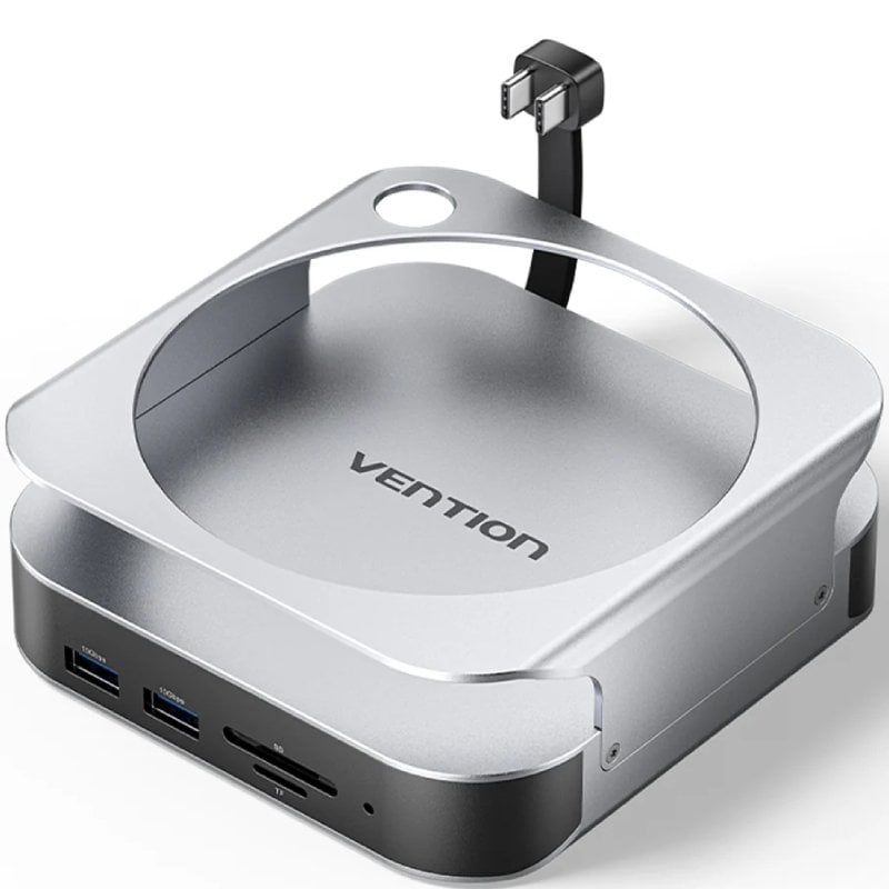Docking para Mac Mini USB Tipo-C Vention THIHAG/ Slot SSD M.2/ 4xUSB/ 1xUSB Tipo-C/ 1xDisplayPort 4K/ 1xLeitor de Cartões/ 1xJack 3.5mm
