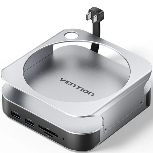 Docking para Mac Mini USB Tipo-C Vention THIHAG/ Slot SSD M.2/ 4xUSB/ 1xUSB Tipo-C/ 1xDisplayPort 4K/ 1xLeitor de Cartões/ 1xJack 3.5mm