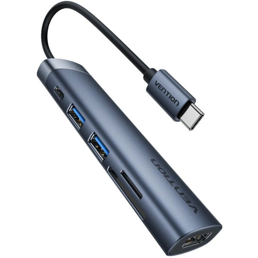 Docking USB Tipo-C Vention THJHB/ 1xHDMI 4K/ 2xUSB/ 1xUSB Tipo-C PD/ Cinzento