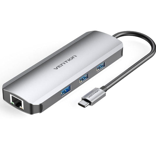 Docking USB Tipo-C Vention TOKHB/ 1xHDMI 4K/ 3xUSB/ 1xUSB Tipo-C PD/ 1xRJ45/ 1xLeitor Cartões SD e MicroSD/ Cinzento