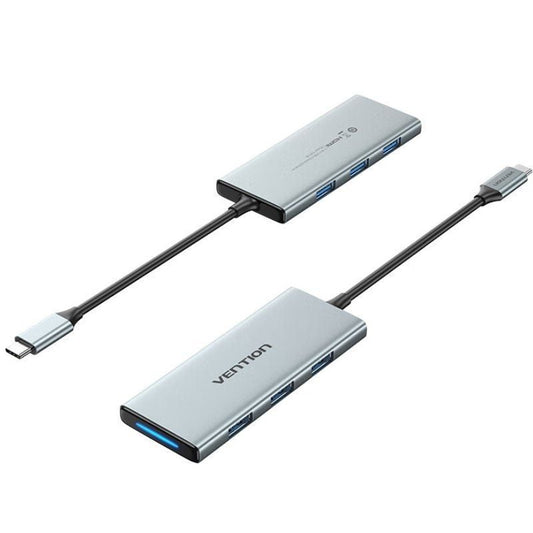 Docking USB Tipo-C Vention TOPHB/ 1xHDMI/ 3xUSB/ 1xLeitor Cartões SD e MicroSD/ Cinzento