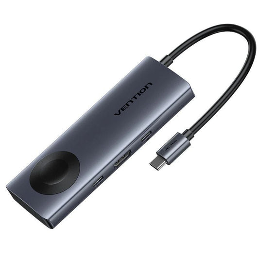 Docking USB Tipo-C com Carregamento Sem Fios Vention TPMHB/ 1xHDMI 4K/ 2xUSB/ 1xUSB Tipo-C/ 1xUSB Tipo-C PD/ Cinzento