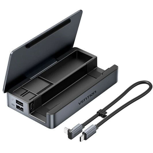 Docking USB Tipo-C para Steam Deck / Switch Vention TPZH0/ 2xHDMI 4K/ 3xUSB/ 1xUSB Tipo-C/ 1xUSB Tipo-C PD/ 1xRJ45/ 1xLeitor de Cartões/ Cinzento