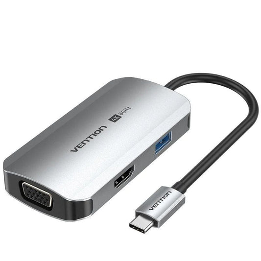 Docking USB Tipo-C Vention TQAHB/ 1xHDMI/ 1xUSB/ 1xVGA/ 1xUSB Tipo-C PD/ Cinzento