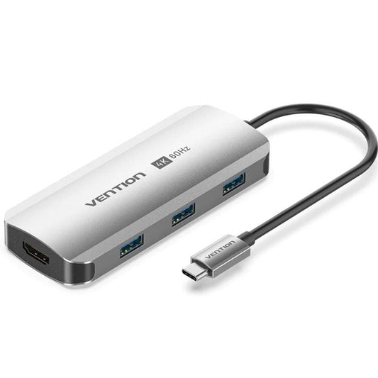 Docking USB Tipo-C Vention TQDHB/ 1xHDMI 4K/ 3xUSB/ 1xUSB Tipo-C PD/ Cinzento