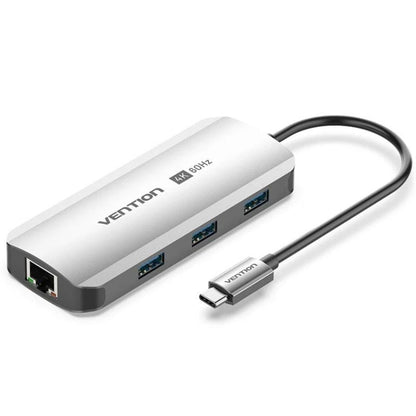 Docking USB Tipo-C Vention TQHHB/ 1xHDMI 4K/ 3xUSB/ 1xUSB Tipo-C PD/ 1xRJ45/ Cinzento