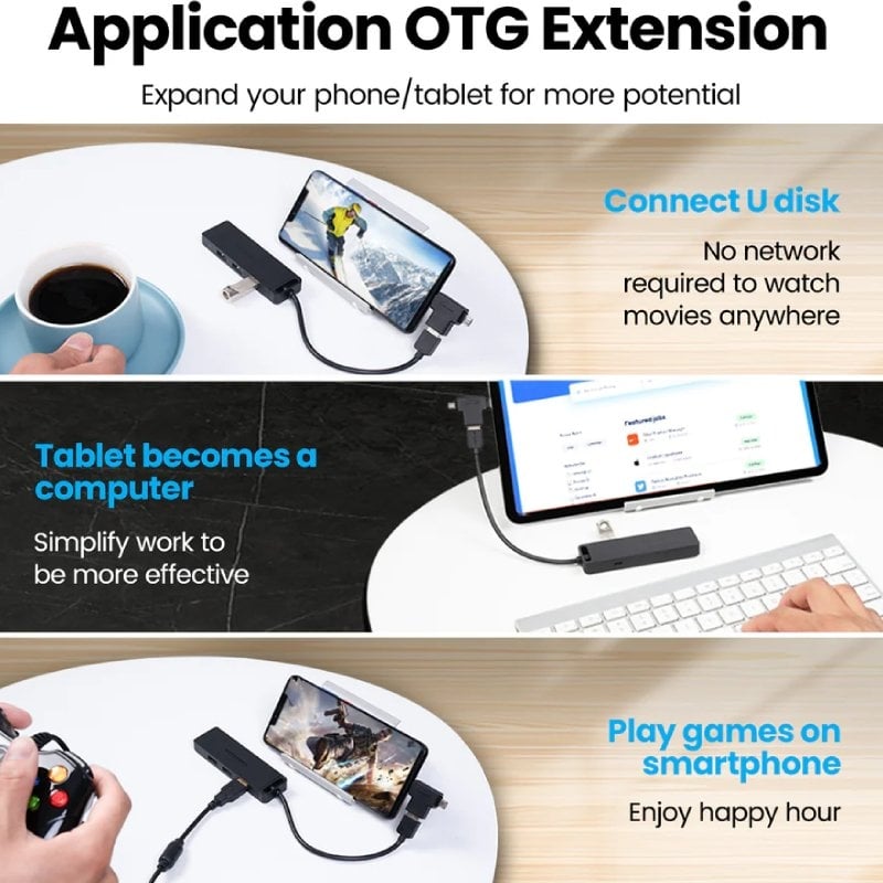Hub USB 3.0 Vention CHLBF-SCB2/ 4xUSB/ 1xUSB Tipo-C PD
