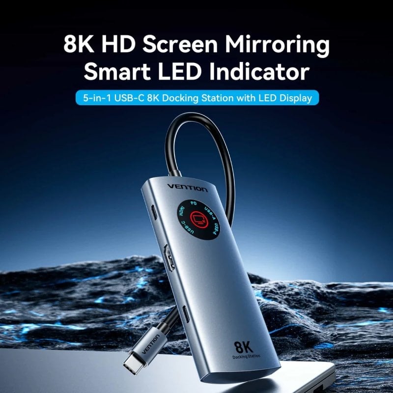 Docking USB Tipo-C Vention TQXHB/ 2xUSB/ 1xUSB Tipo-C/ 1xHDMI/ 1xUSB Tipo-C PD/ Cinzento