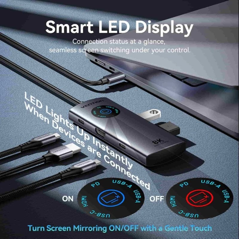 Docking USB Tipo-C Vention TQXHB/ 2xUSB/ 1xUSB Tipo-C/ 1xHDMI/ 1xUSB Tipo-C PD/ Cinzento