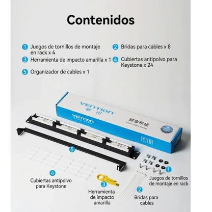 Patch Panel Aisens KGCB0/ 24 Portas/ Cat.6