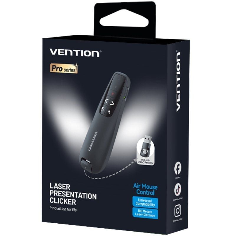 Apresentador sem Fios Vention KQPB0/ 2.4GHz/ Preto