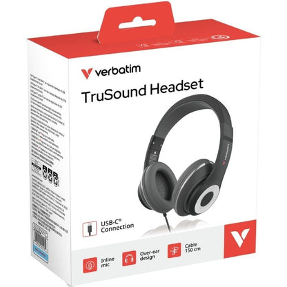 Auscultadores Verbatim TruSound/ com Microfone/ USB Tipo-C/ Pretos