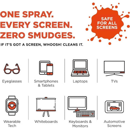 Kit de Limpeza de Ecrãs Whoosh Kit Go WSH002/ Spray 30ml + Pano Microfibra