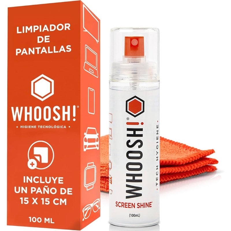 Kit de Limpeza de Ecrãs Whoosh Kit GO XL WSH003/ Spray 100ml + Pano de Microfibra