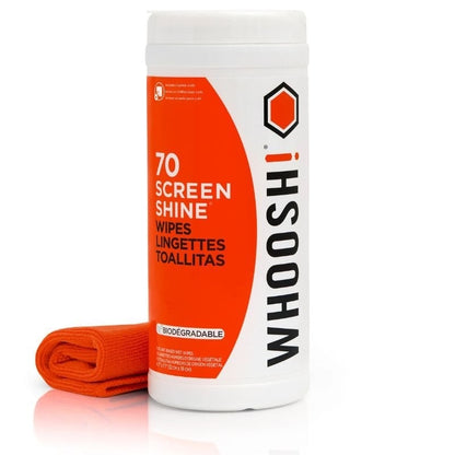 Kit Toalhitas Whoosh WSH006 para Limpeza de Ecrãs/ Pack de 70 unidades + Pano Microfibra