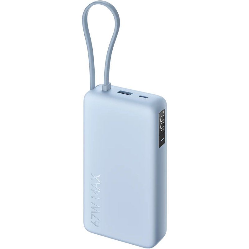 Powerbank 20000mAh Xiaomi 67W Power Bank Integrated Cable/ 67W/ Azul/ Incluye Cable USB Tipo-C