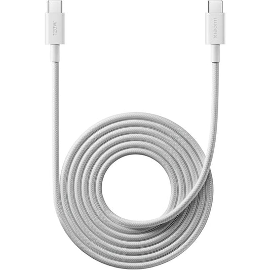 Cabo USB 2.0 Tipo-C 6A Xiaomi Trançado/ USB Tipo-C Macho - USB Tipo-C Macho/ Até 120W/ 480Mbps/ 2m/ Branco