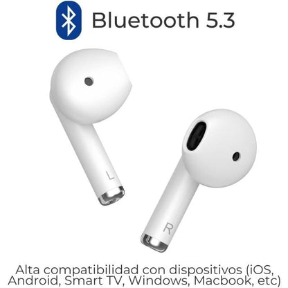 Auscultadores Bluetooth ZTE Buds 2 com estojo de carregamento/ Autonomia 5h/ Brancos