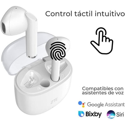 Auscultadores Bluetooth ZTE Buds 2 com estojo de carregamento/ Autonomia 5h/ Brancos