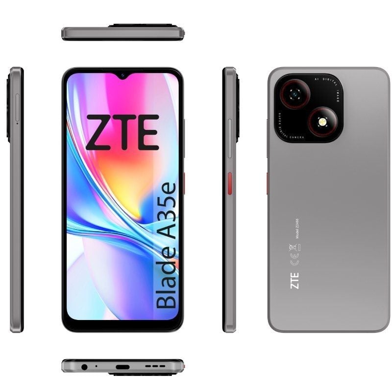 Smartphone ZTE Blade A35E 2GB/ 32GB/ 6.52"/ Cinzento Escuro